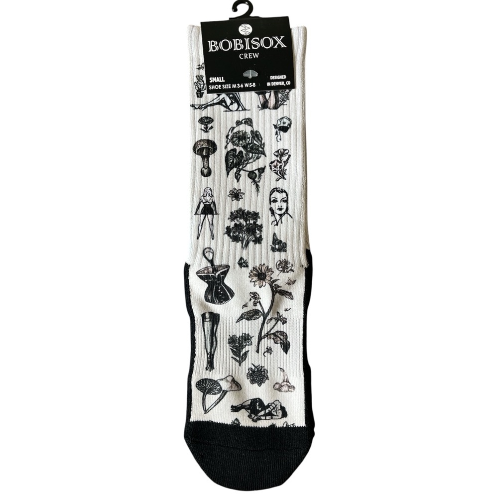 2 pairs Bobisox Athletic crew socks bundle art print floral mountains - Picture 5 of 9